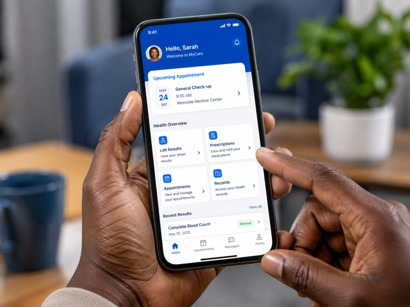 Patient using the VitaraAfya mobile dashboard